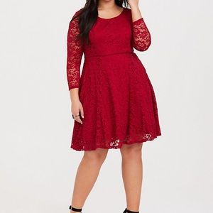 Torrid Red Lace Skater Dress